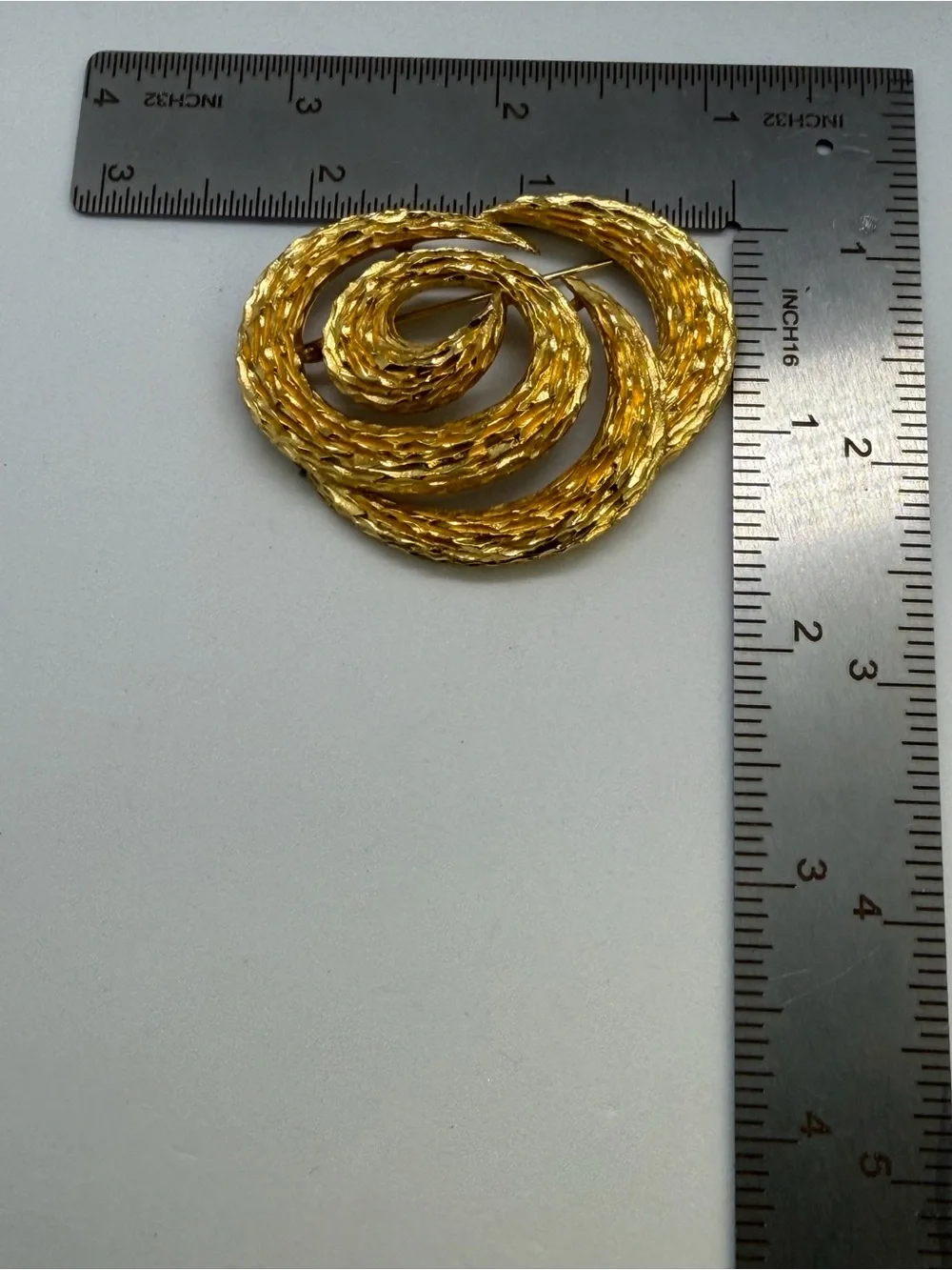 Vintage Trifari Gold-Tone Textured Spiral Brooch